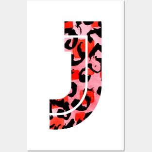 Abstract Letter J Watercolour Leopard Print Alphabet Posters and Art